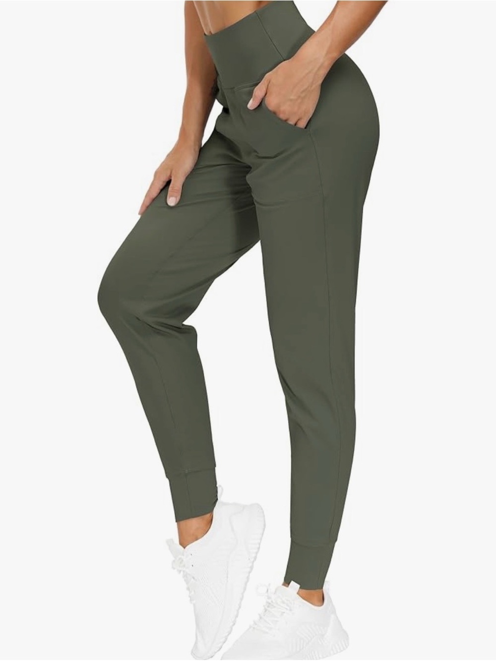 Women's Olive Green High-Rise Jogger Pants 0171